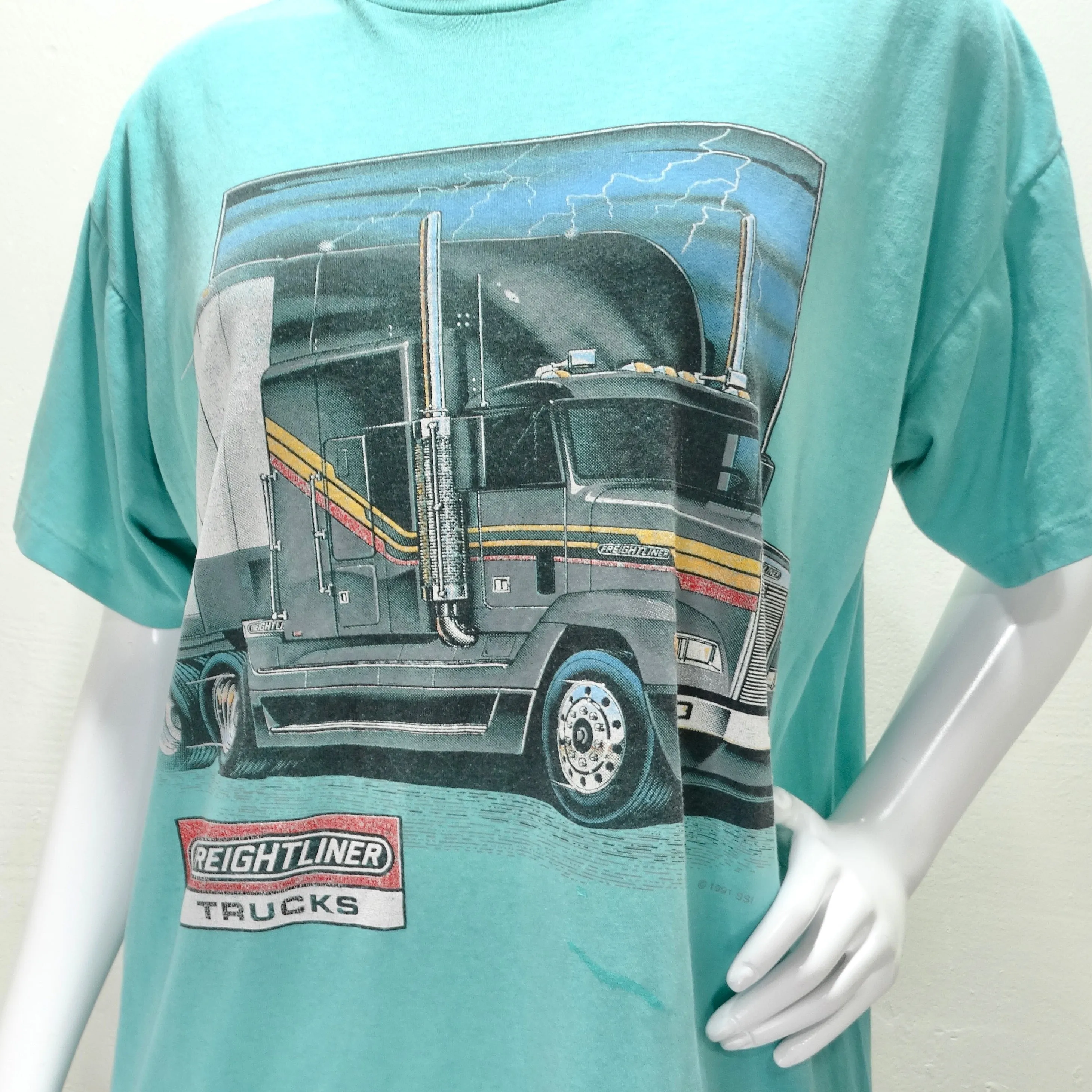 1990s Minty Blue Semi Truck T-Shirt