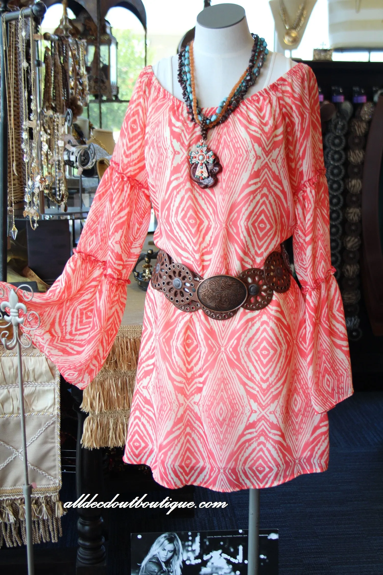 2Tee Couture | Aztec Print Dress Coral