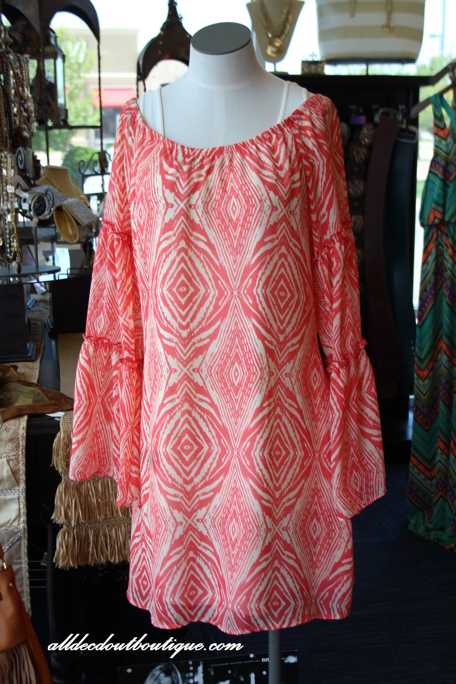 2Tee Couture | Aztec Print Dress Coral