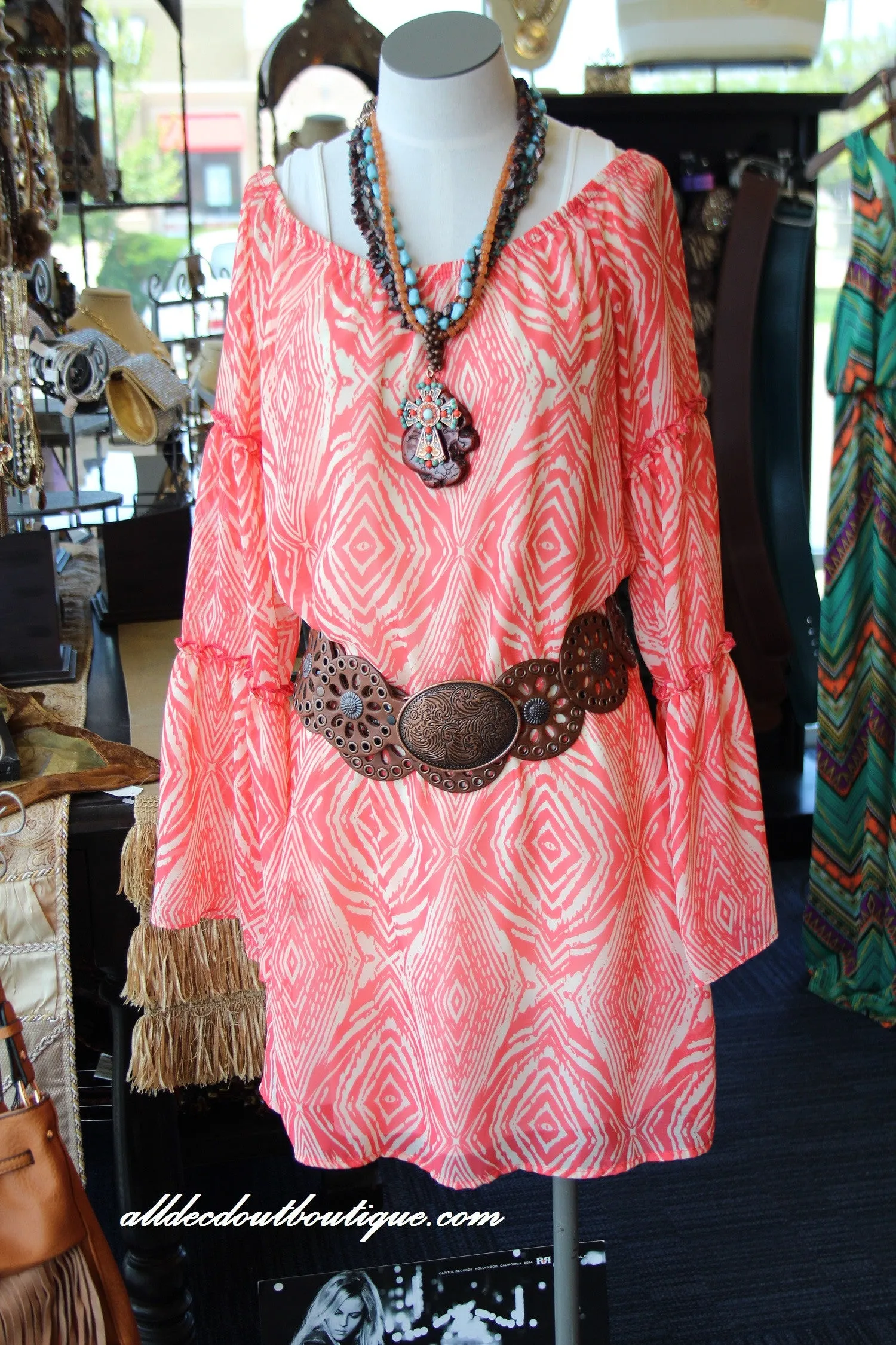2Tee Couture | Aztec Print Dress Coral