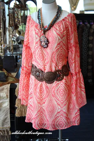 2Tee Couture | Aztec Print Dress Coral