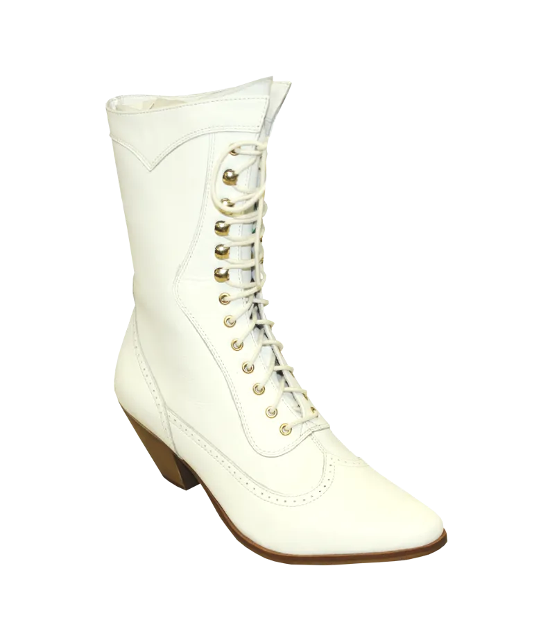 Abilene Women's Boot - White Rawhide Lace-Up