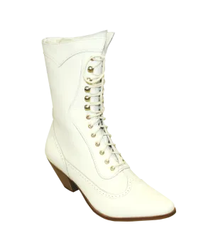 Abilene Women's Boot - White Rawhide Lace-Up