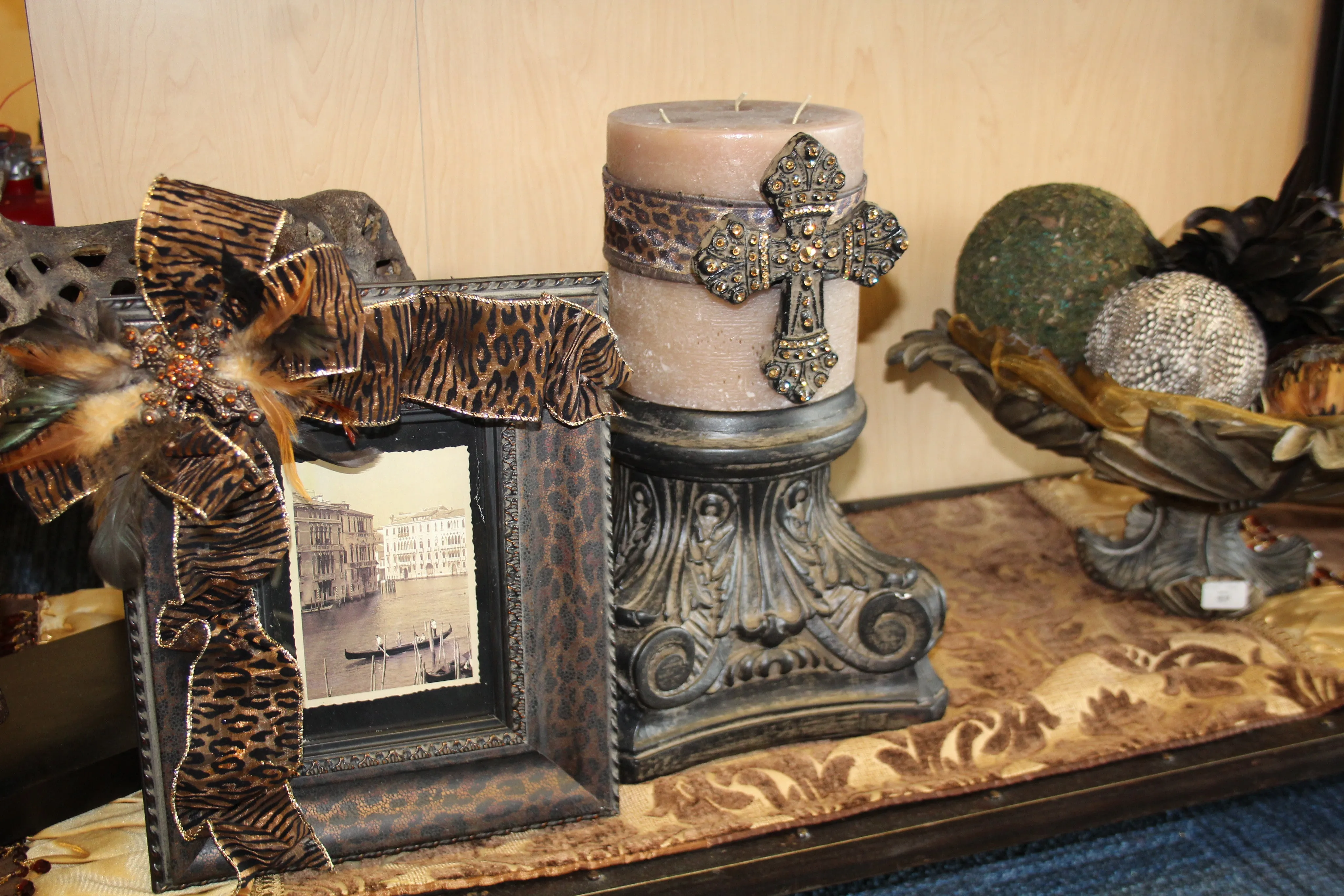 ADO | Custom Leopard Print Picture Frame with Embellished Cross