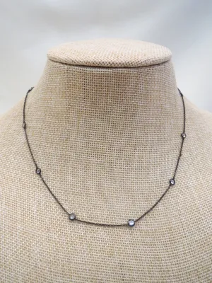 ADO | Dainty Black Chain necklace with Rhinestones
