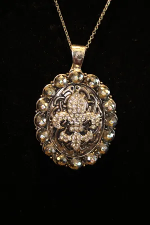 ADO | Embellished Fleur De Lis Pendant Silver