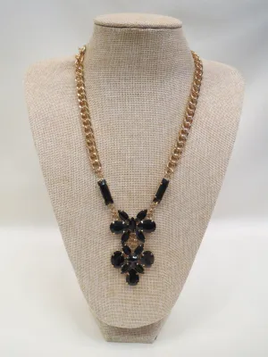 ADO | Gold Chain Necklace with Black Stone Design