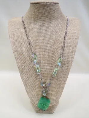 ADO | Green Gem Stone Pendant Necklace Long