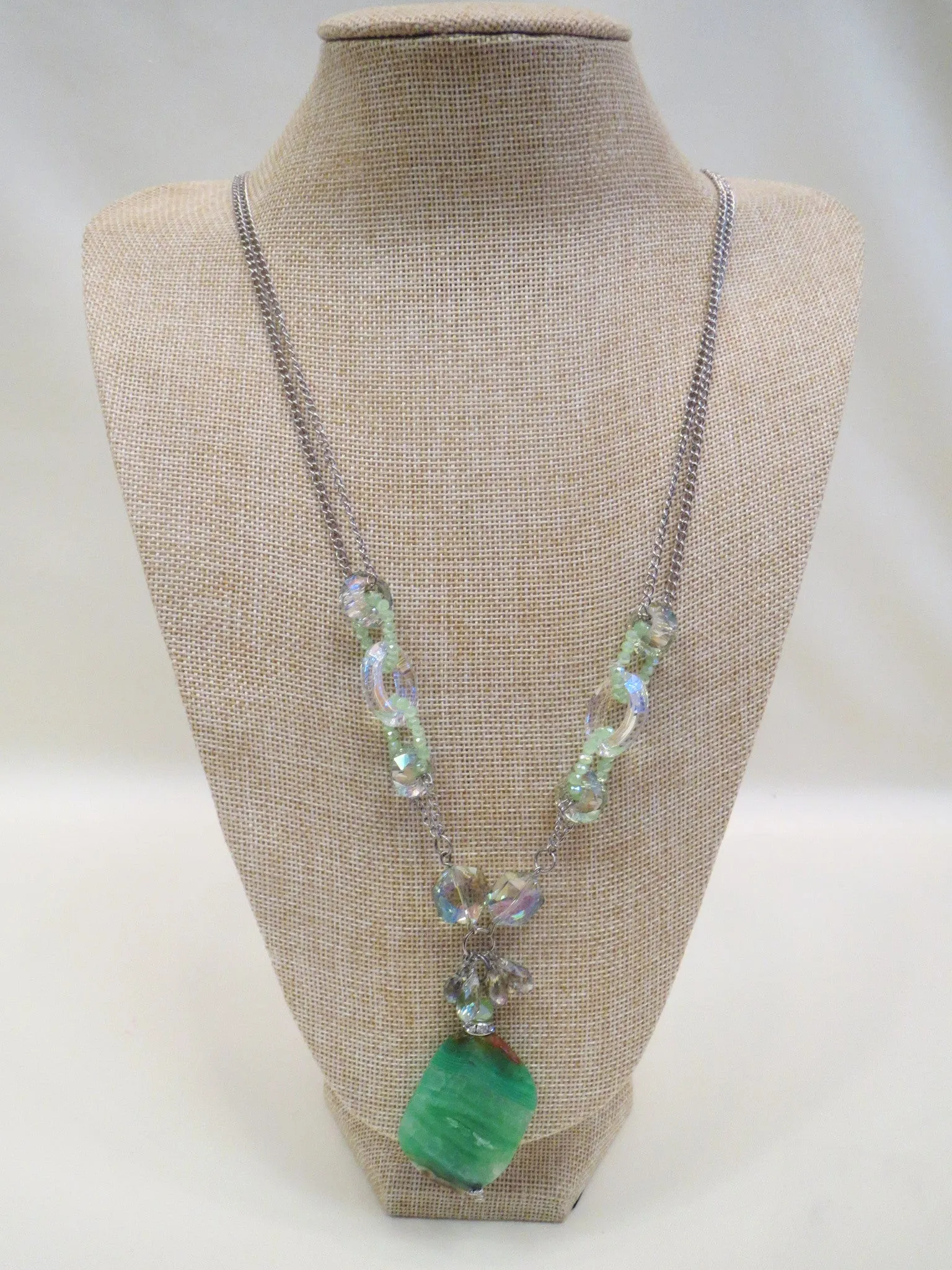 ADO | Green Gem Stone Pendant Necklace Long