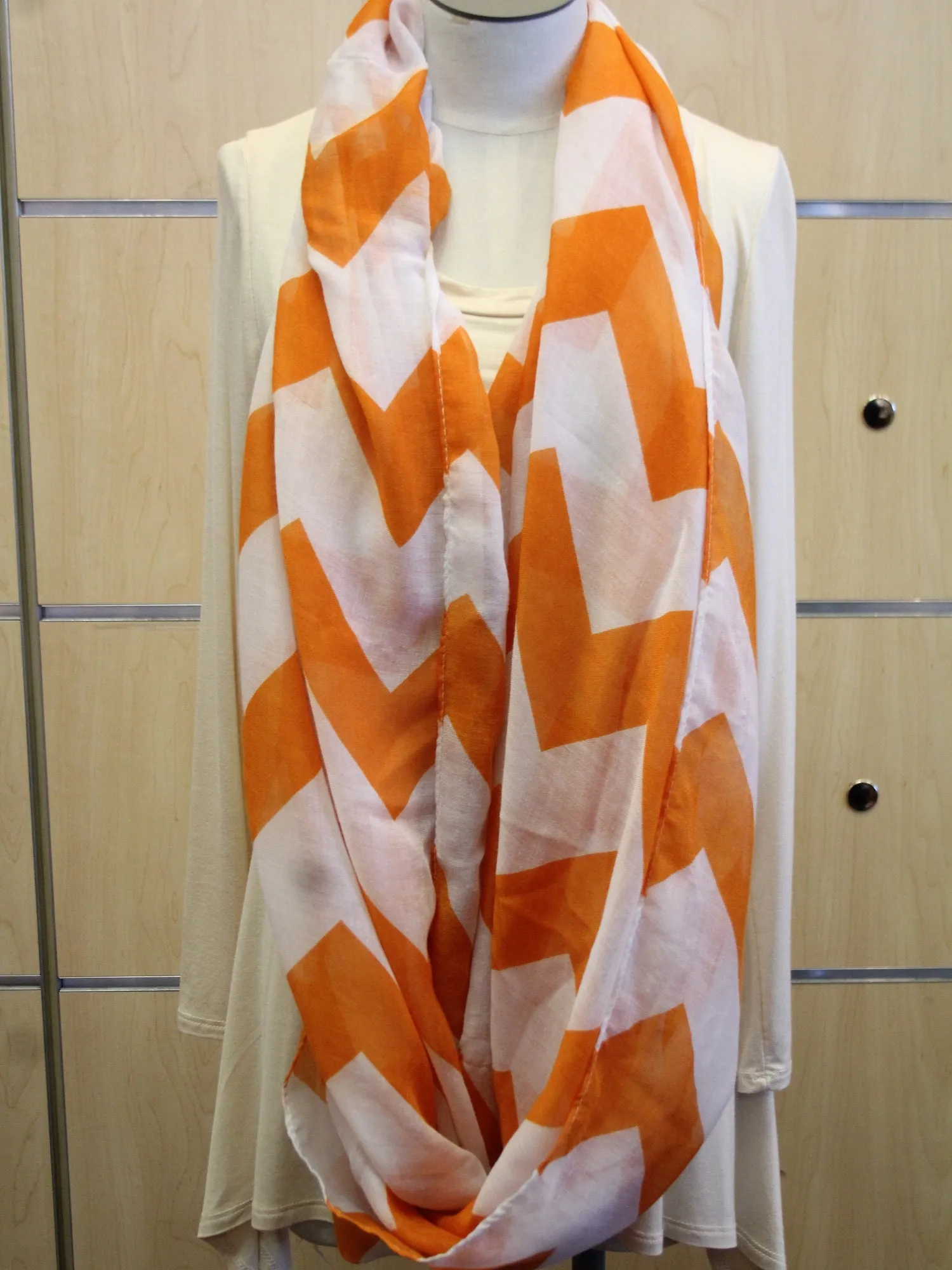 ADO | Infinity Orange and White Chevron Scarf
