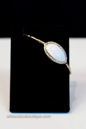 ADO | Metal Bangle Bracelet with White Stones