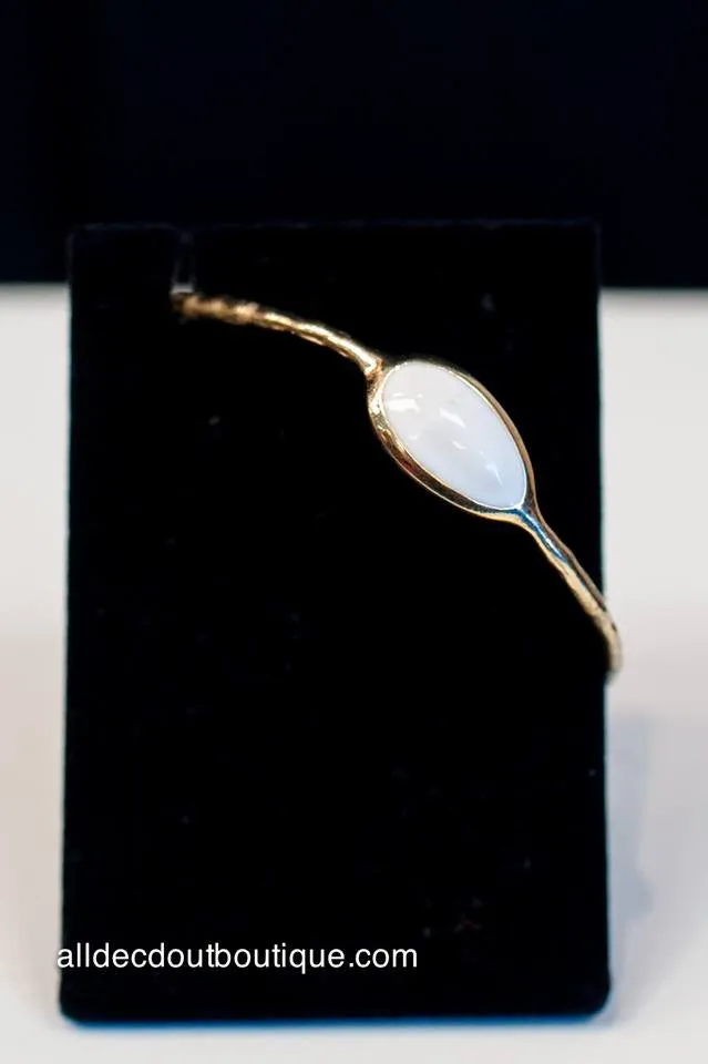 ADO | Metal Bangle Bracelet with White Stones