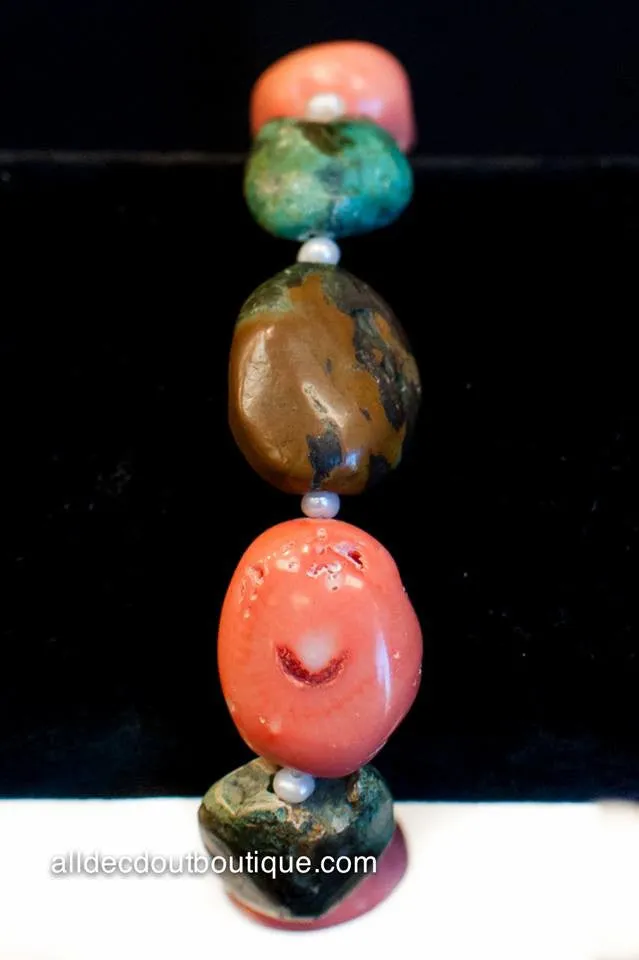 ADO | Peach and Turquoise Rock Stretch Bracelet