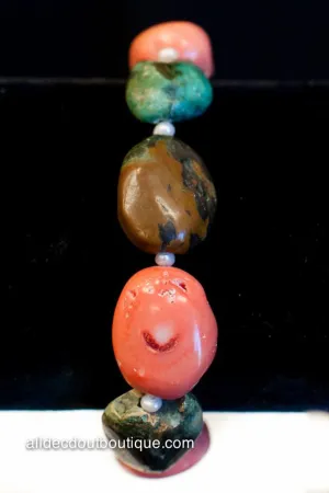 ADO | Peach and Turquoise Rock Stretch Bracelet