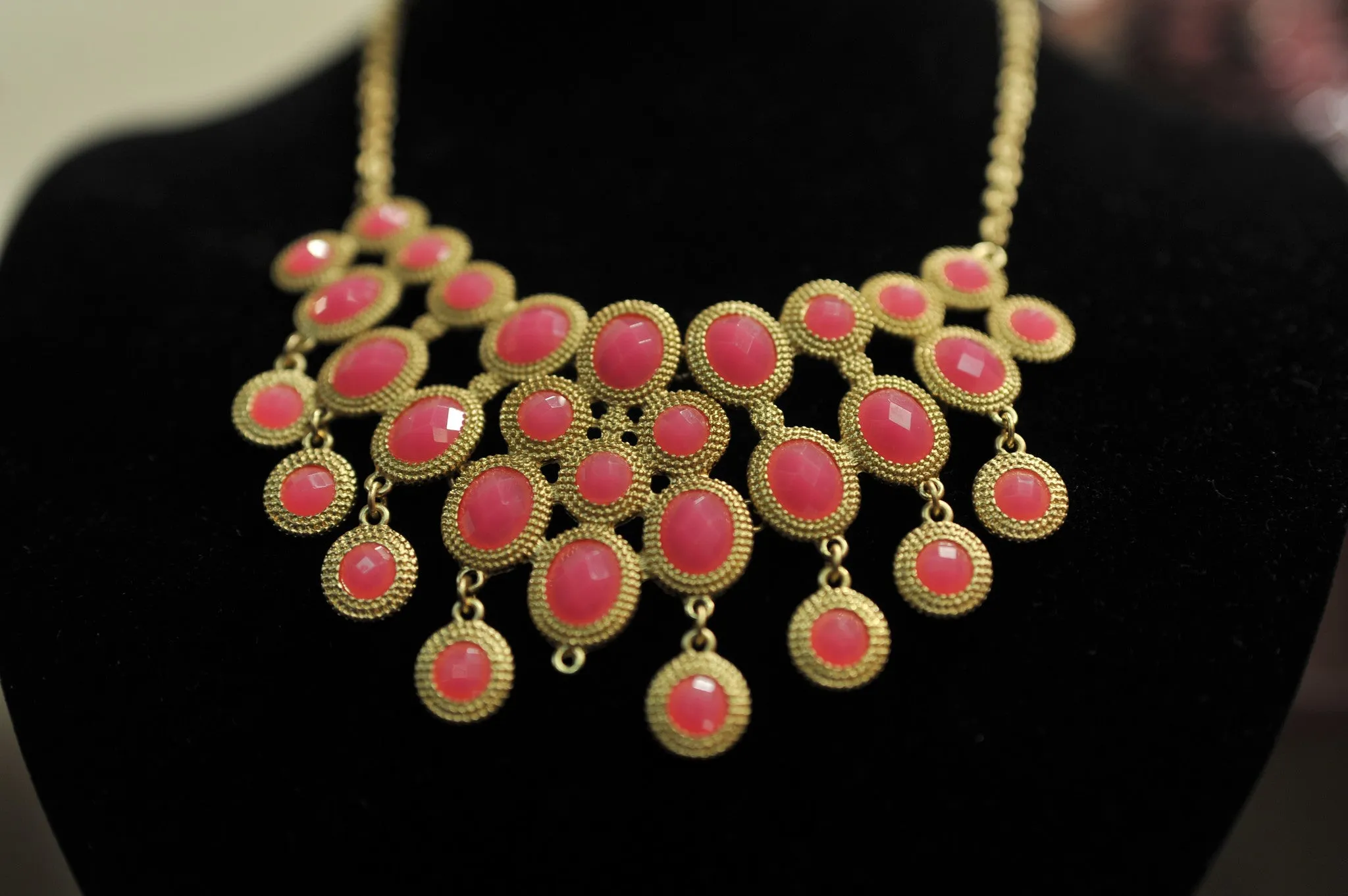 ADO | Pink & Gold Bib Necklace