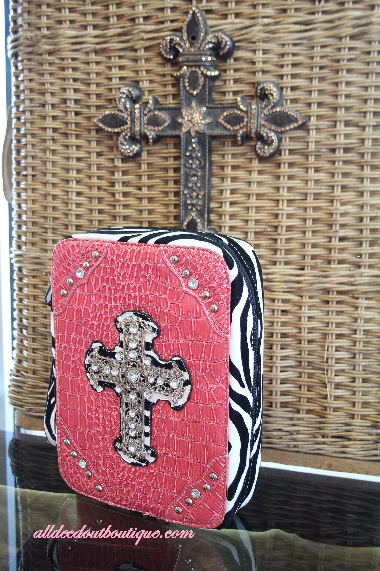 ADO | Pink and Zebra Print Embellished Bible Cover