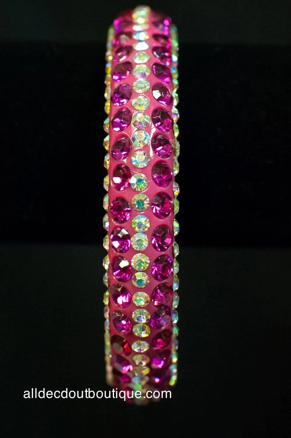 ADO | Pink Thin Bangle Bracelet with Crystal Rows