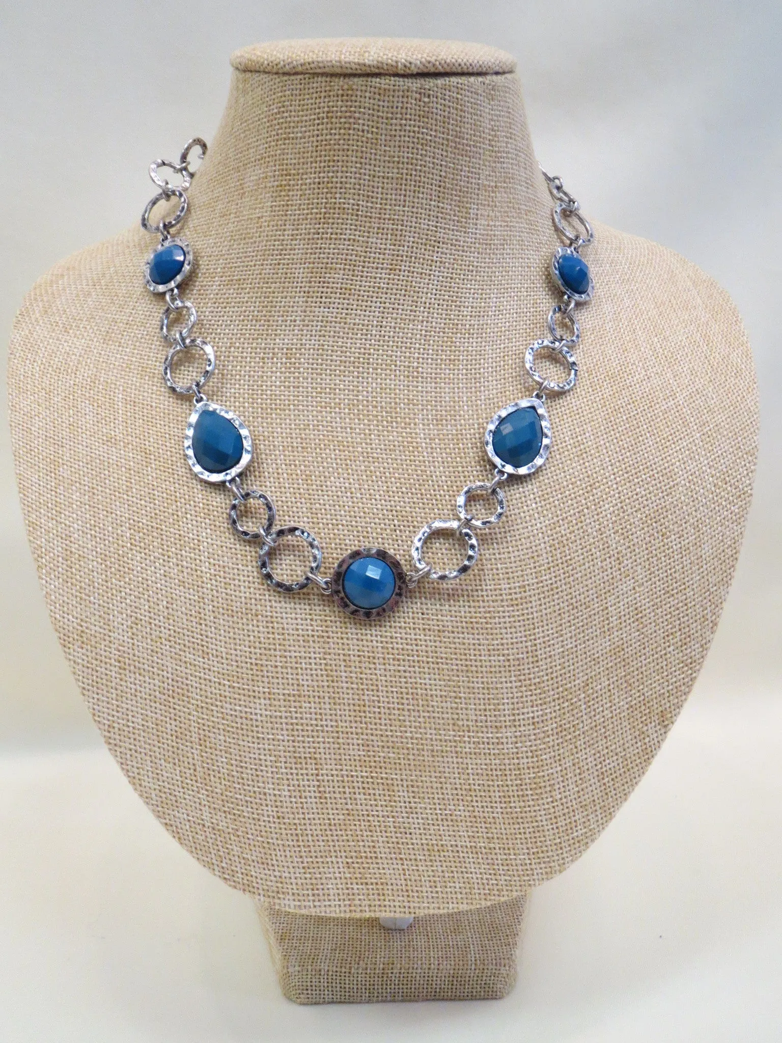 ADO | Silver Chain Blue Stone Necklace