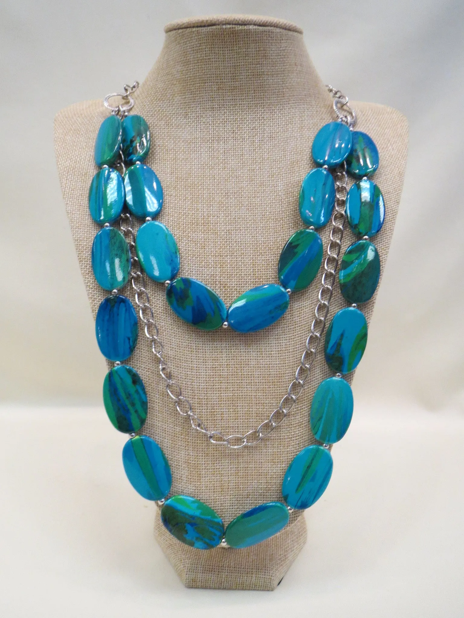 ADO | Turquoise Beads Silver Chain Necklace