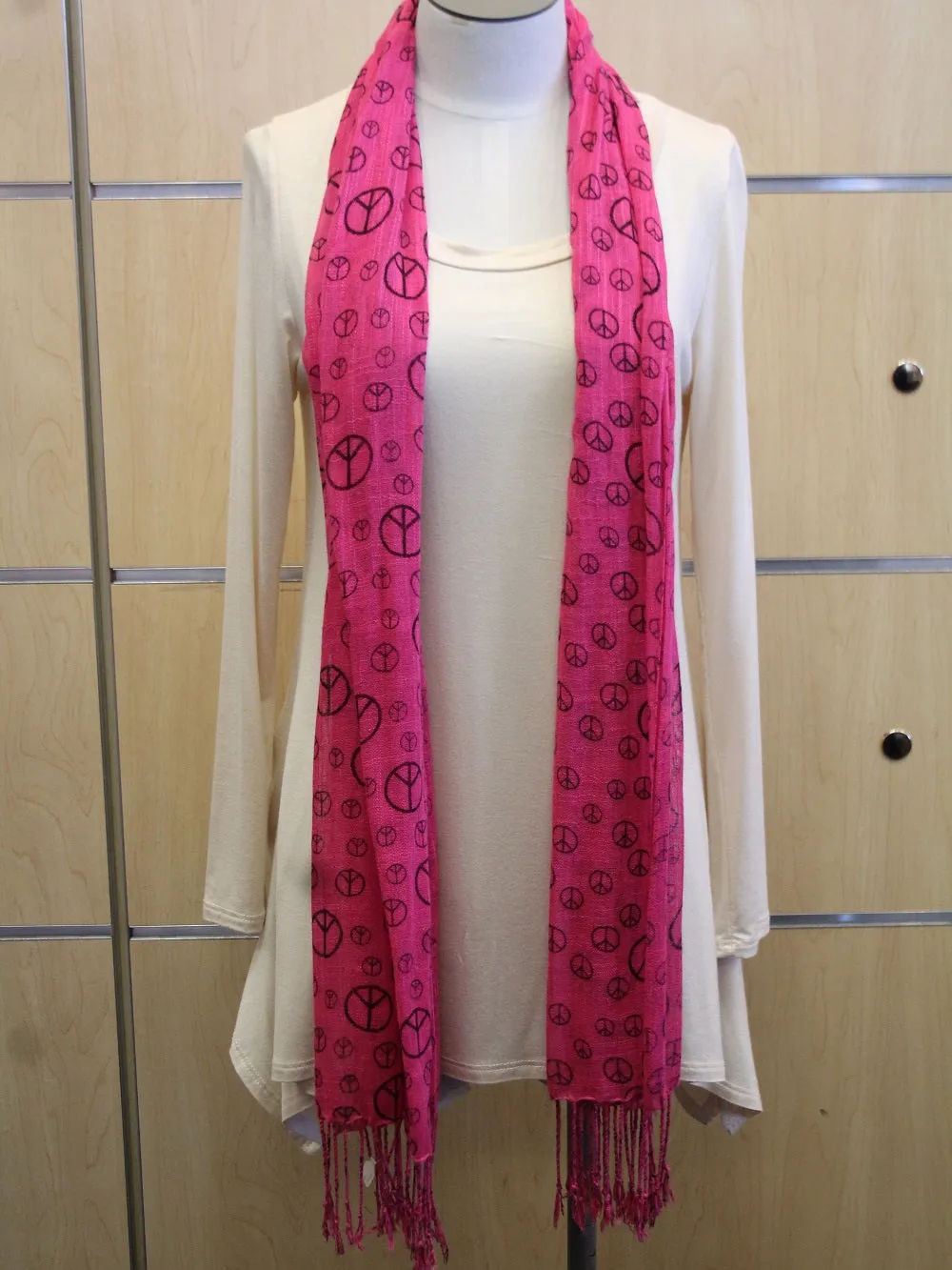 ADO | Wrap Dark Pink Peace Sign Scarf