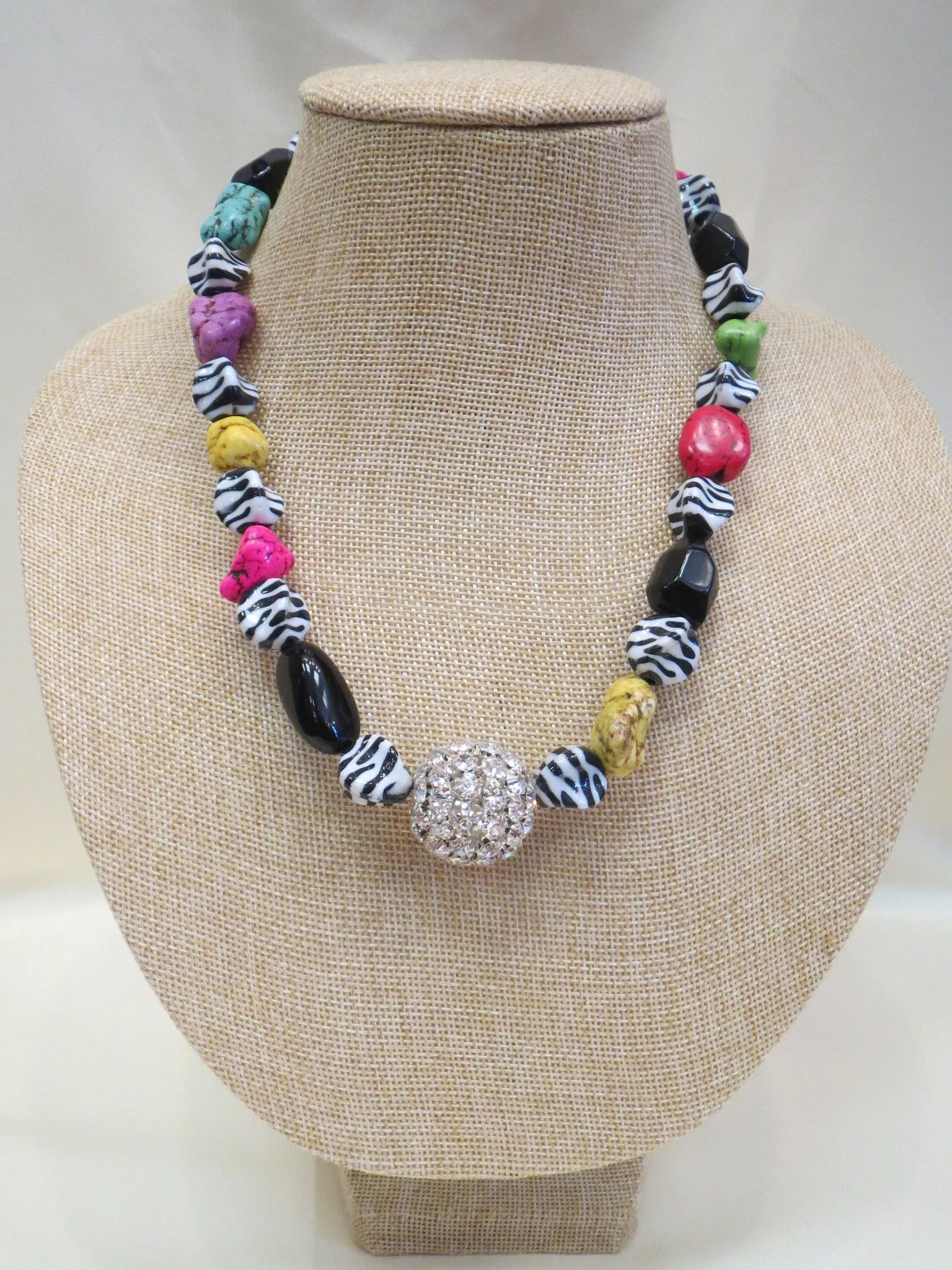 ADO | Zebra & Multi Colored Stone Necklace