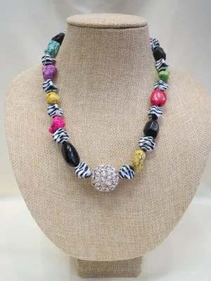 ADO | Zebra & Multi Colored Stone Necklace