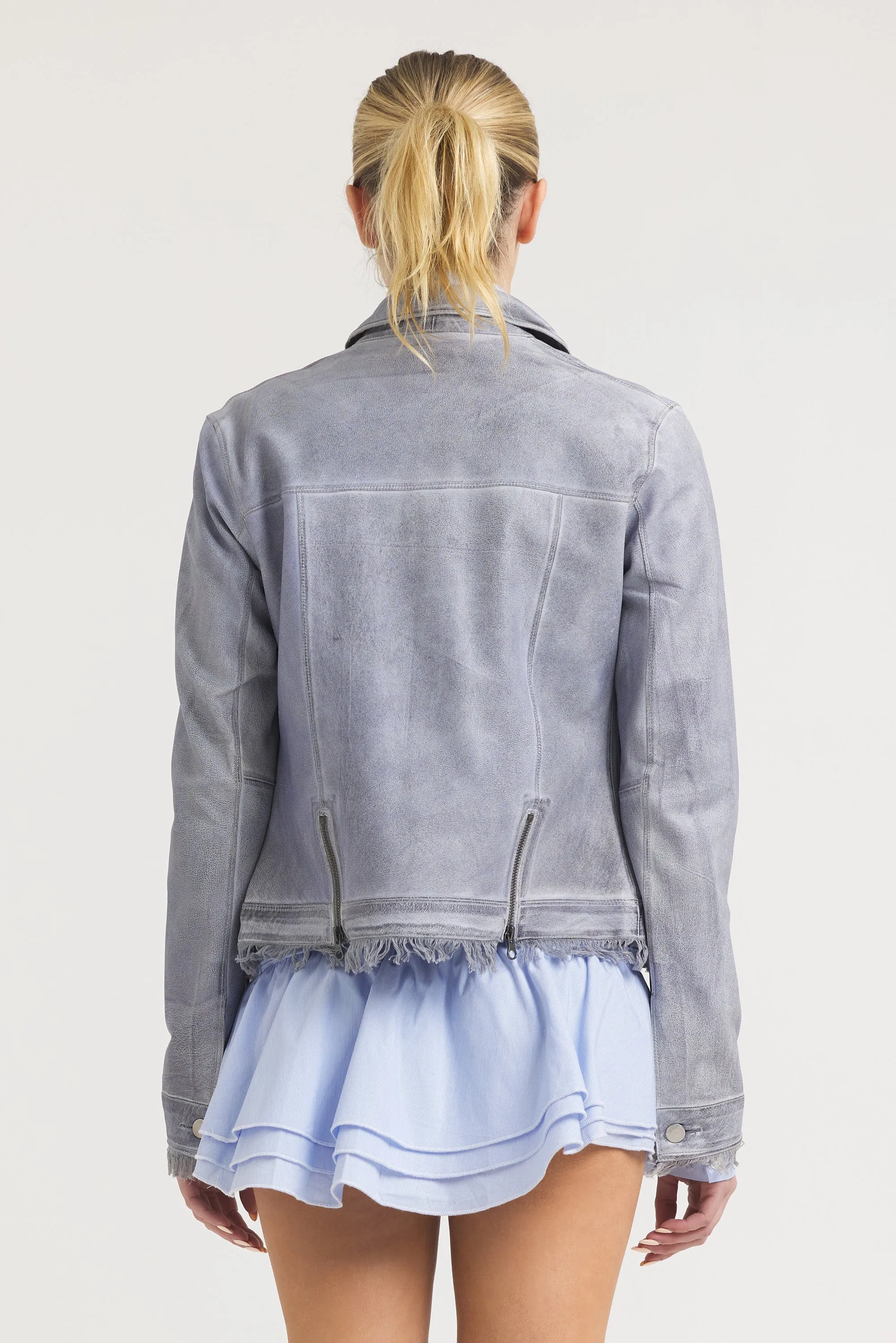 Alexa Patina Leather Jacket | Blueberry