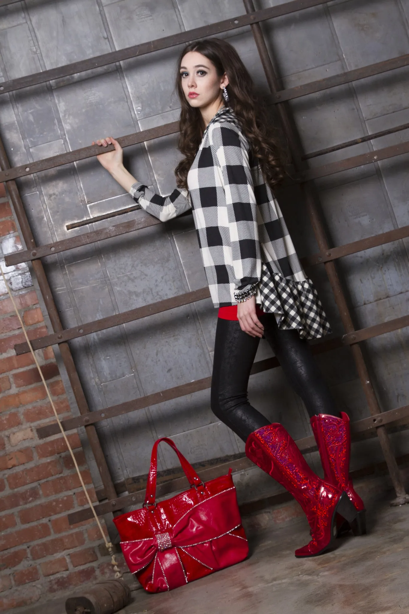 All Dec'd Out | White and Black Plaid Long Sleeve