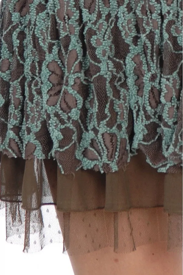 A'reve | Lace Dress Brown & Turquoise