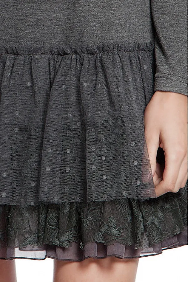 A'reve | Slip Dress Long Sleeve Charcoal
