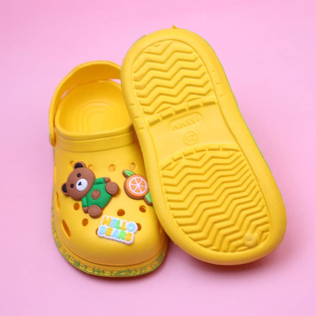 Attractive Yellow Hello Bears Kids Clogs