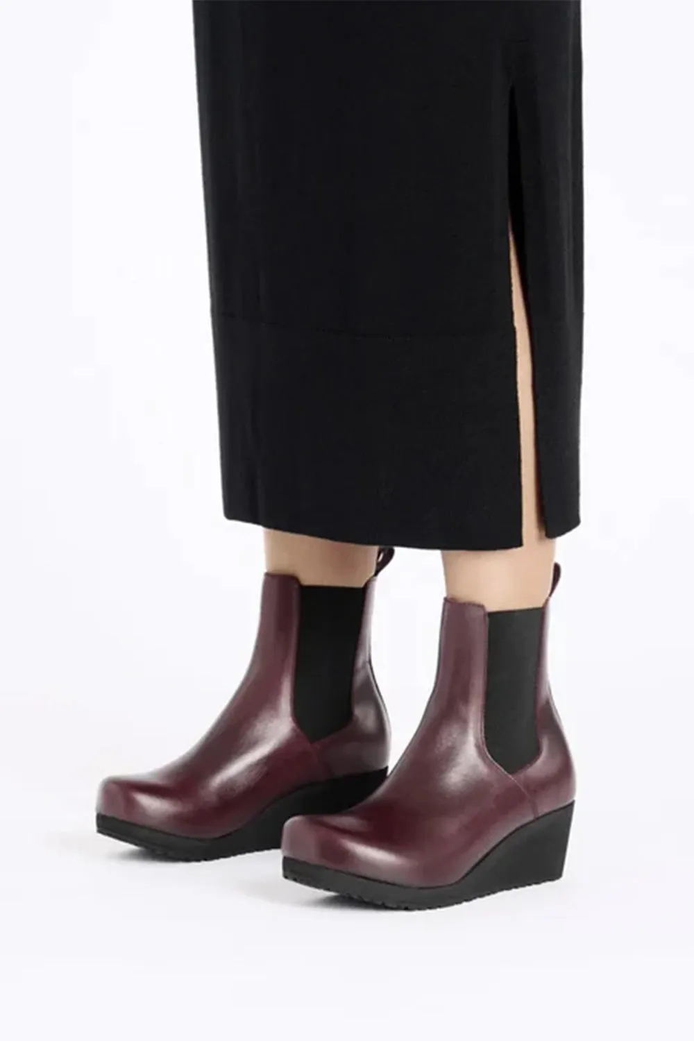 Birkenstock Papillo Ebba Slip On Leather Booties for Women in Zinfandel | 1028384