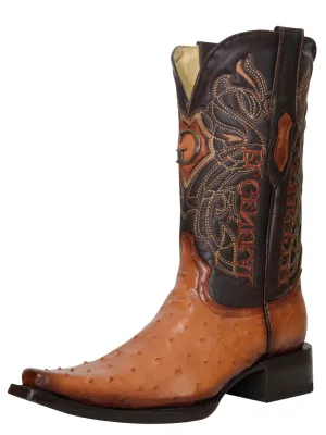 Botas Vaqueras Exoticas de Avestruz Original para Hombre 'El General' - ID: 45077