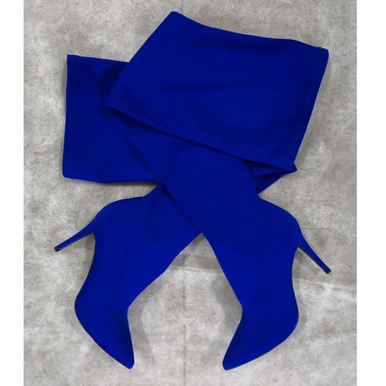 Candy Color Elastic long boots pointed toe thin leg autumn over-the-knee