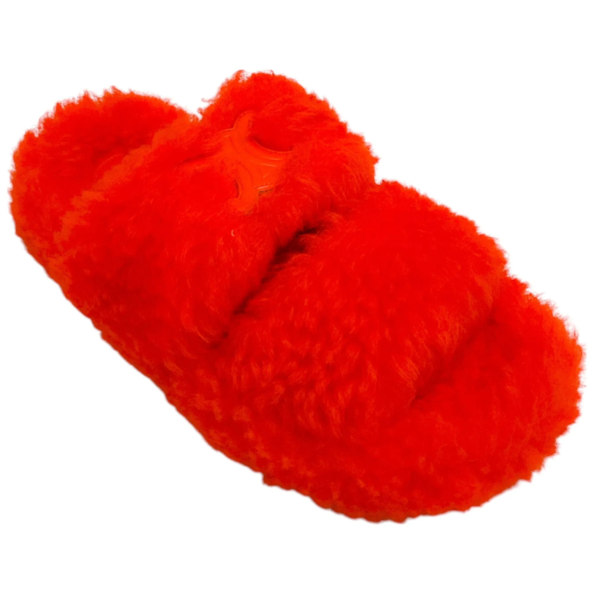 Celine Bright Orange Shearling Open Sandal 05