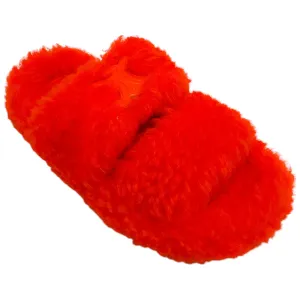 Celine Bright Orange Shearling Open Sandal 05