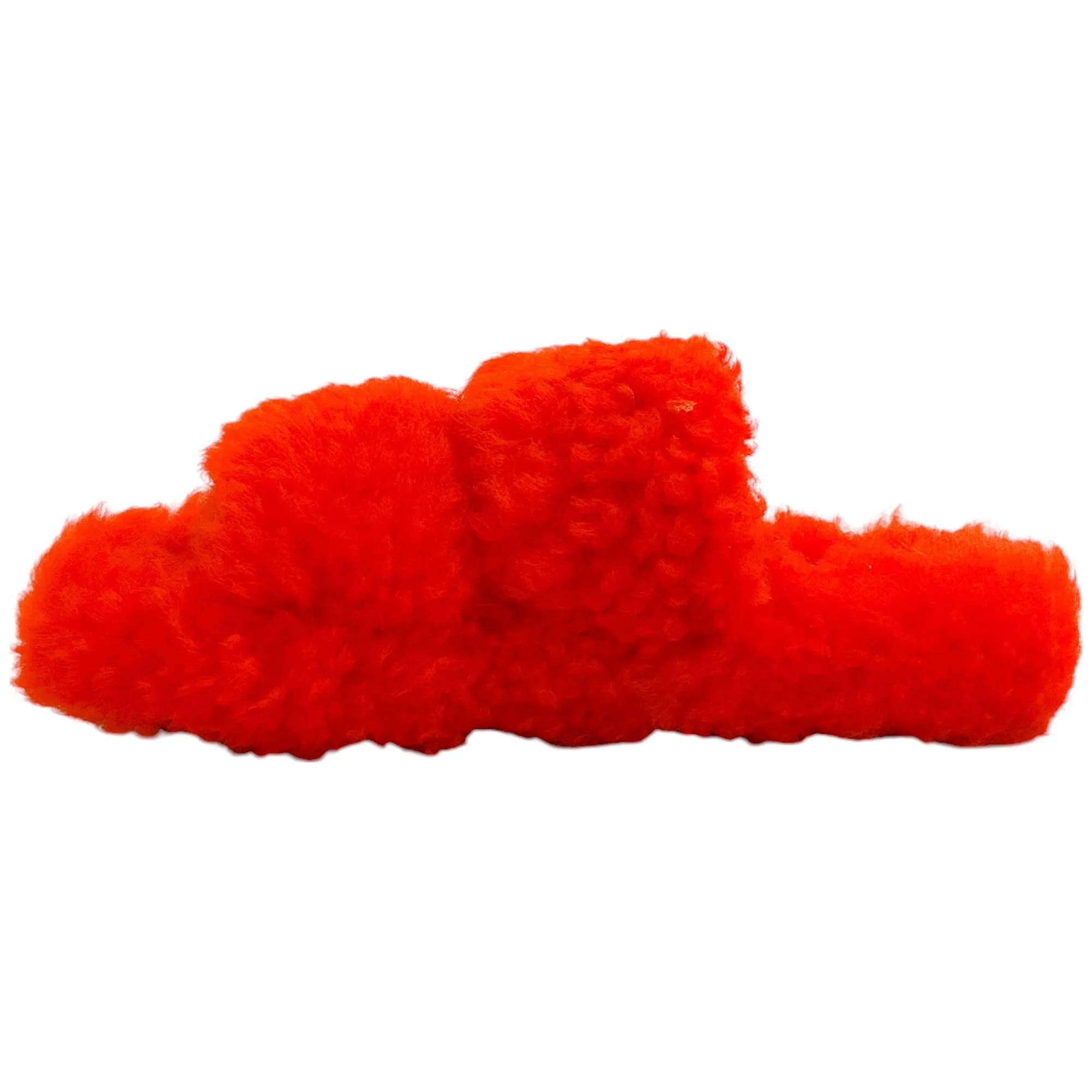 Celine Bright Orange Shearling Open Sandal 05