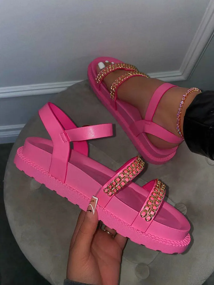 Chain Decor Flat Sandals