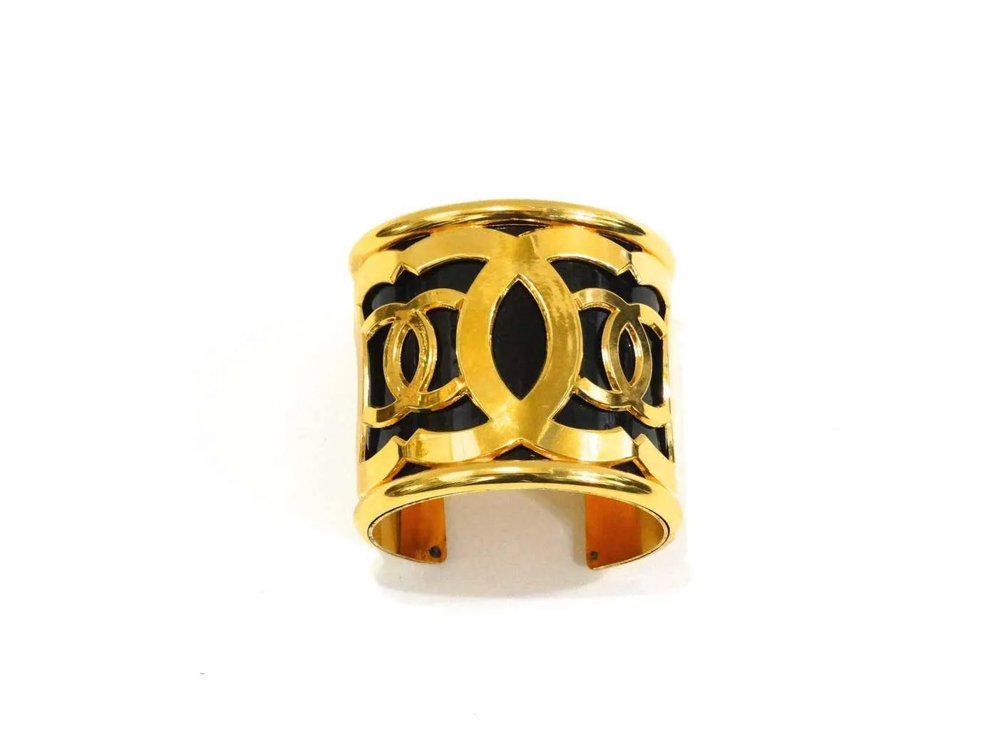 Chanel CC 1990s Gold and Black Earrings and Bracelet Set
