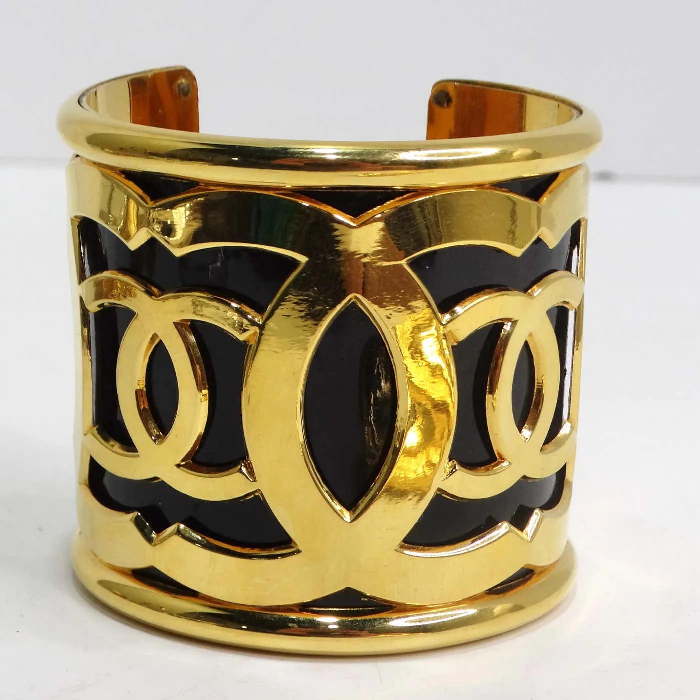 Chanel CC 1990s Gold and Black Earrings and Bracelet Set