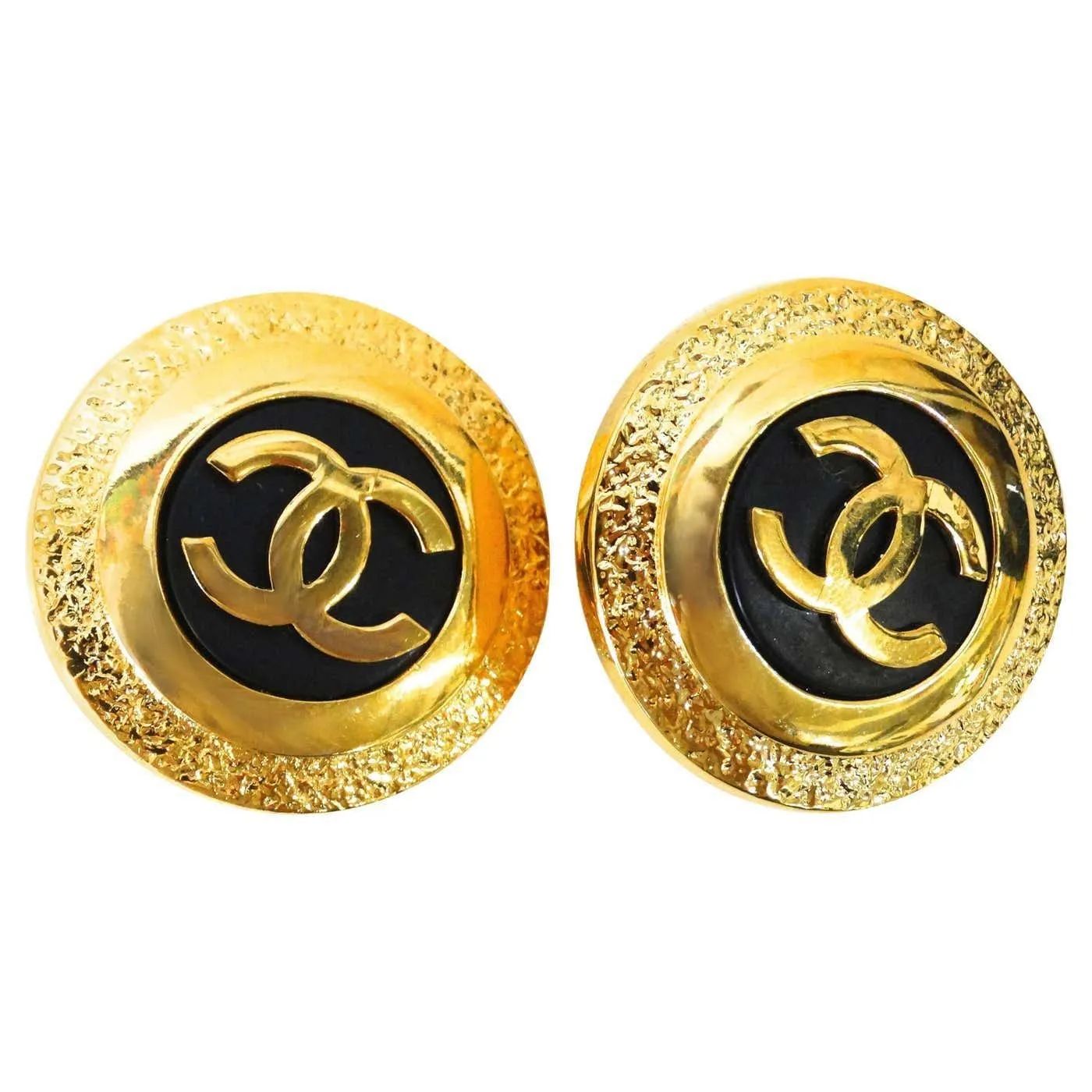 Chanel CC 1990s Gold and Black Earrings and Bracelet Set