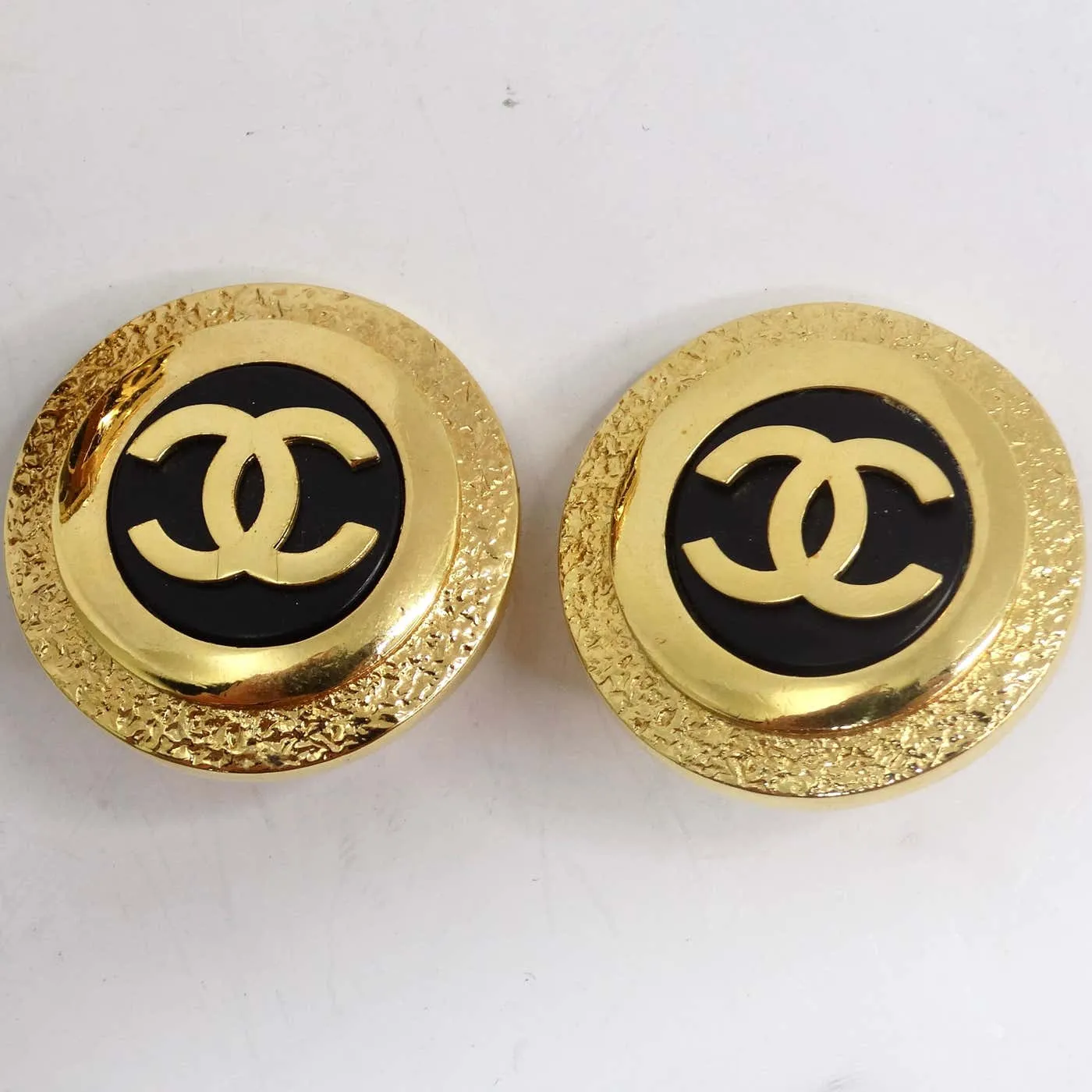 Chanel CC 1990s Gold and Black Earrings and Bracelet Set