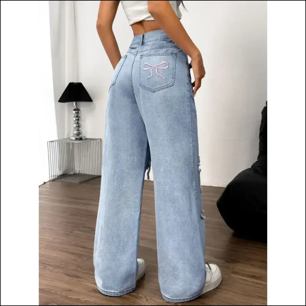 Chic Distressed Wide Leg Jeans: your New Best Friend for Awkward Moments 😜
