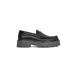CÉLINE BULKY PENNY CROC EMBOSSED STAMPED CALFSKIN CHUNKY LOAFERS