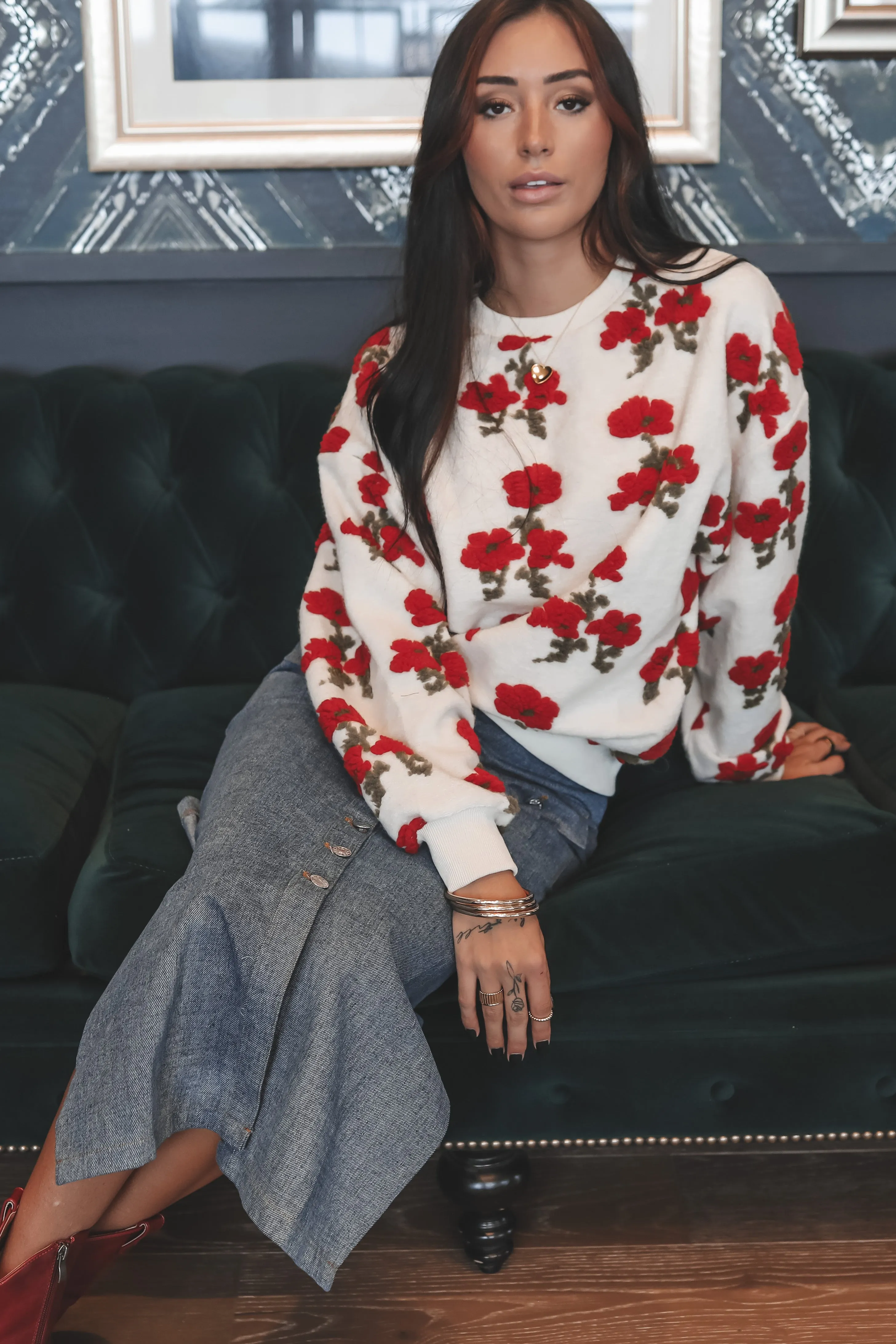 DEAL I Will Always Pick You Ivory Floral Sweater