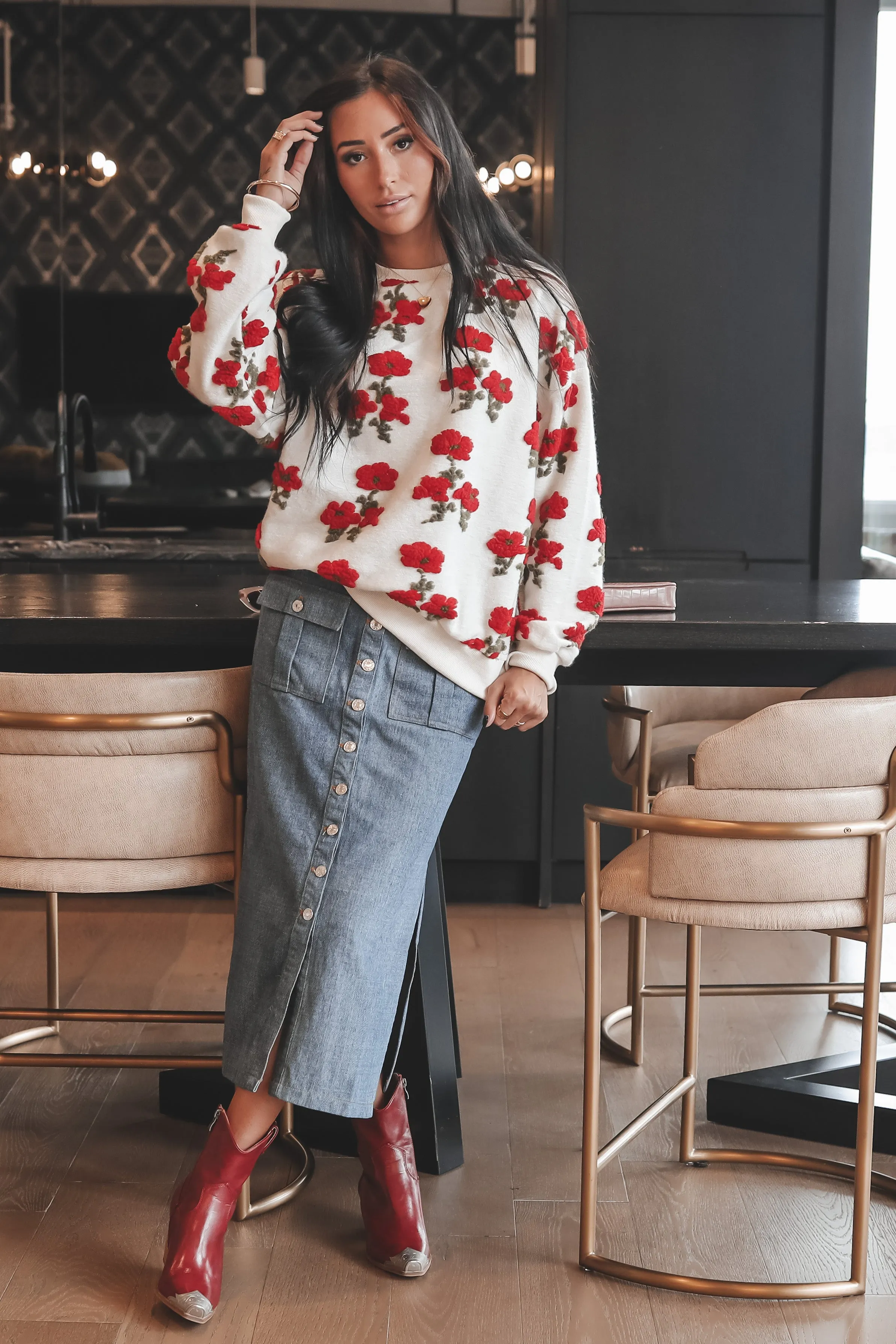 DEAL I Will Always Pick You Ivory Floral Sweater