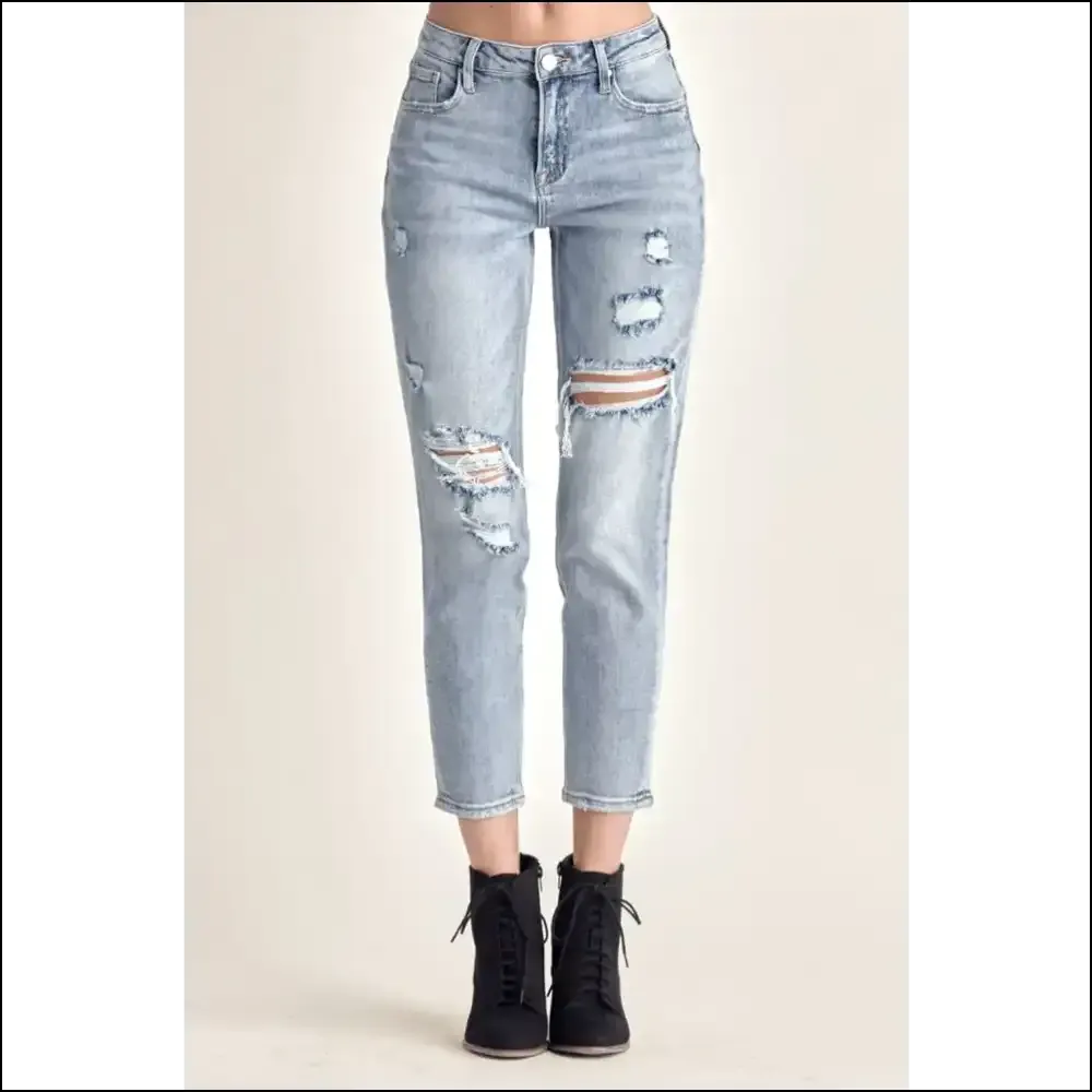 Distress your Way to Fabulous with Needful Things Distressed Slim Cropped Jeans! 🎉👖