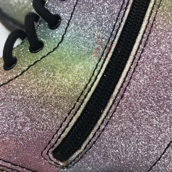 Dr Martens Airwair Girl 1460 Multi Rainbow Silver Glitter Boots Size 4