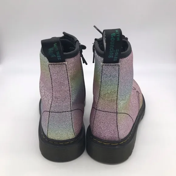 Dr Martens Airwair Girl 1460 Multi Rainbow Silver Glitter Boots Size 4