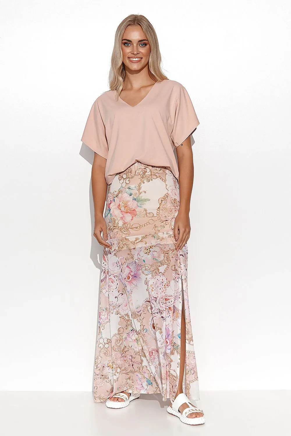 Elegant Flared Maxi Skirt with Slit